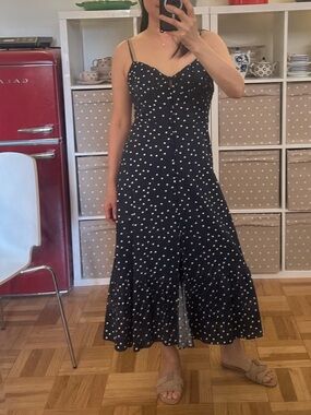 Navy Polka Dot Slip Dress